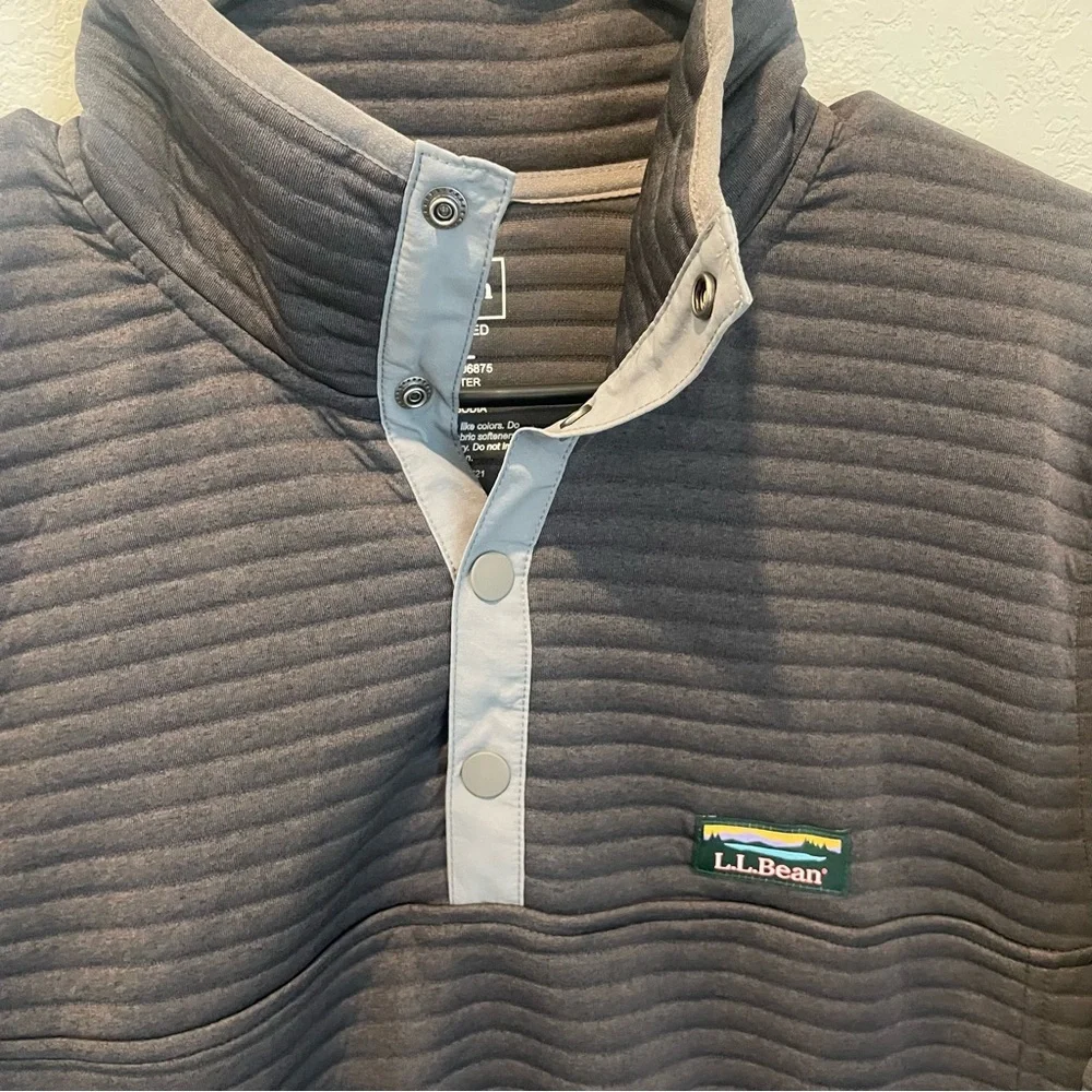 L.L. Bean Dark Gray Quilted Pullover Men’s Size Large - Picture 2 of 6